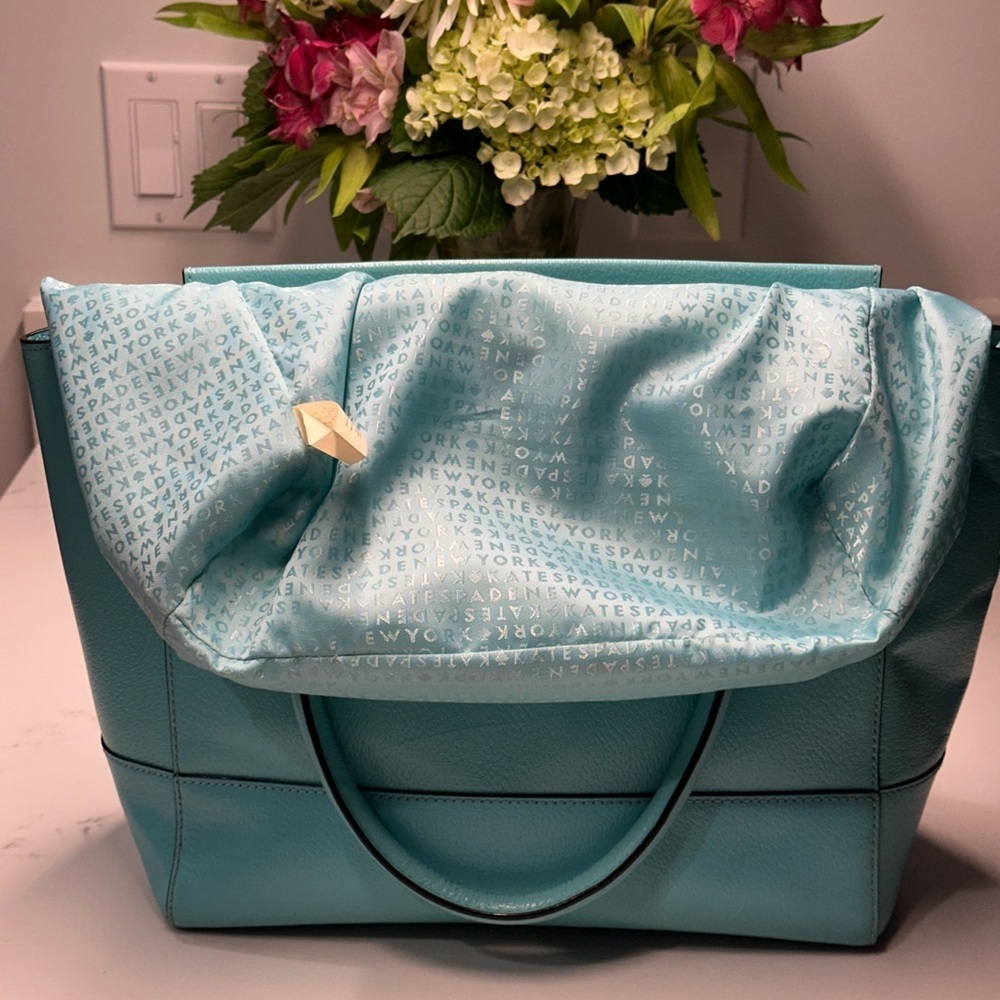 Kate Spade Wellsley Fresh Air Blue Leather Tote Bag EUC - Picture 12 of 12